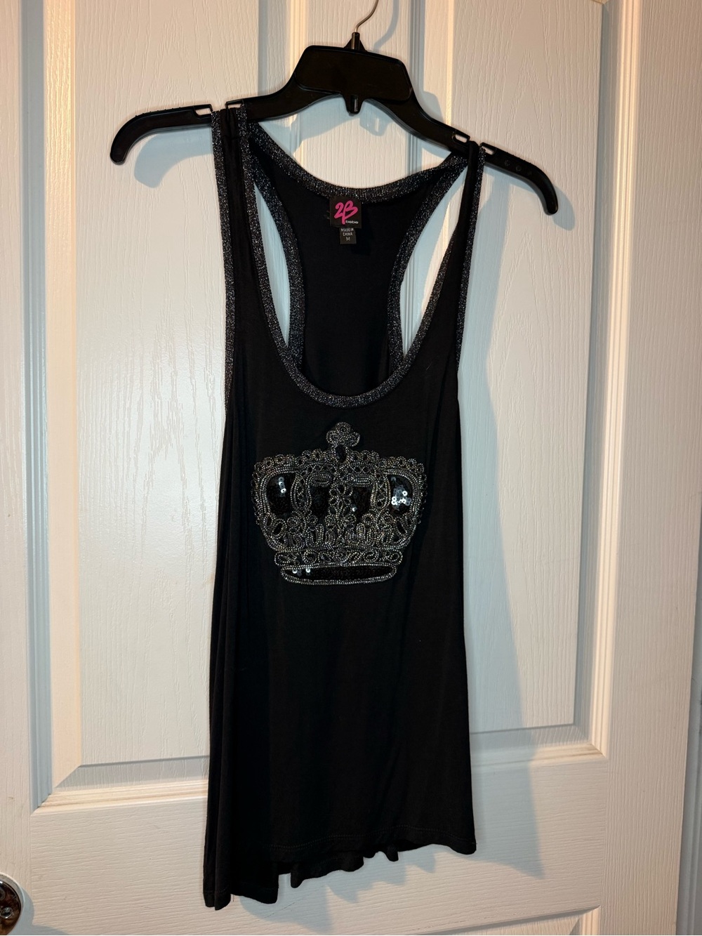 2B Bebe Black  Crown Racerback Tank